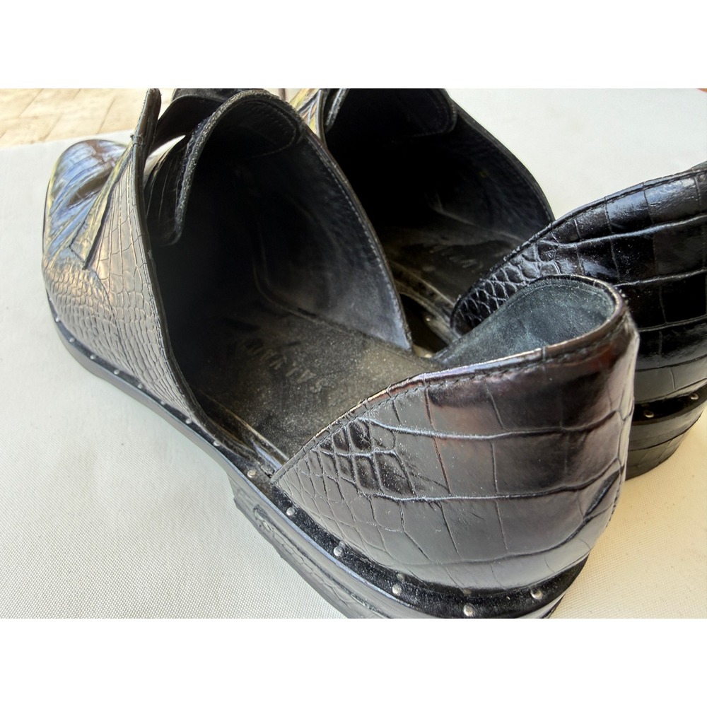 Freda Salvador Black Croc Embossed Leather D'Orsay Oxford Flats Size 8 - Picture 10 of 10
